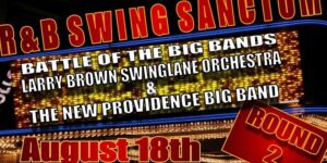 Battle of the bands poster with band names, date and time of event