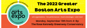 Greater Boston Arts Expo Logo with information on this year's event