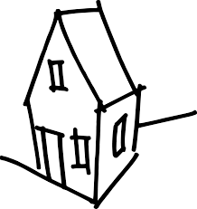 Little House Dance Logo: a house drawn with simple black lines on a white background.