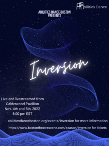 Inversion poster with graphic of a dark sky with multiple stars in the distance and waves on the lower and center part of the poster.