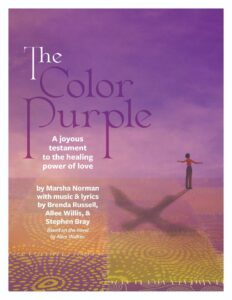 Illustration of a person standing in a mostly purple space with arms out to the sides creating a bird-like shadow.