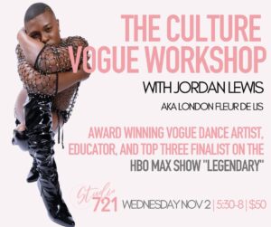 Image of Jordan Lewis crouched down with legs crossed and arms across chest and face. Jordan wears long vinyl black high heel boots.