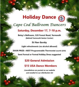 Holiday Dance poster with event information centered and framed by holly.