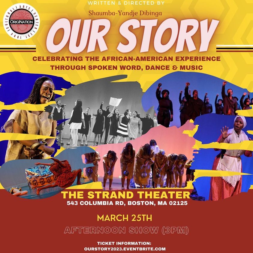 "Our Story" poster ith event information and collage of 6 performance photos.