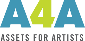 Assets for artists logo: "A" in blue, "4" in green and another "A" in blue.