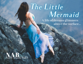 The Little Mermaid ballet dancer sitting on a rock dreaming of the surface.