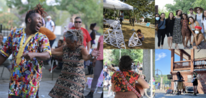 Collage of photos from previous JP Porchfest events.