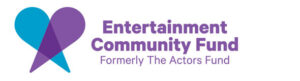 Entertainment Community Fund logo with illustration of two stage lights crossing, one blue and one purple.
