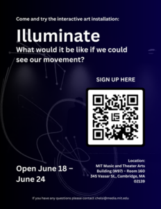 Illuminate poster with event info and QR code to sign up for a time slot.