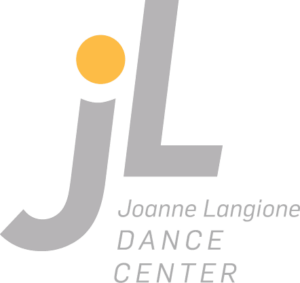 Joanne Langione Dance Center Logo with name in grey as well as "JL" and the dot over the 'J' is yellow.