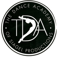 TDA Logo with studio name in a circle and a sillhouetted illustration of a dancer in an arched back position.