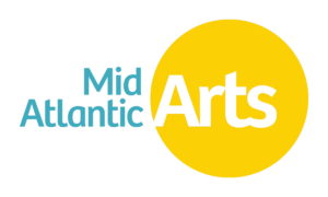 Mid Atlantic Arts logo with "mid atlantic" written in teal and "arts" written in white inside a yellow circle.