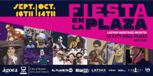Fiesta en la Plaza poster with all artists featured.
