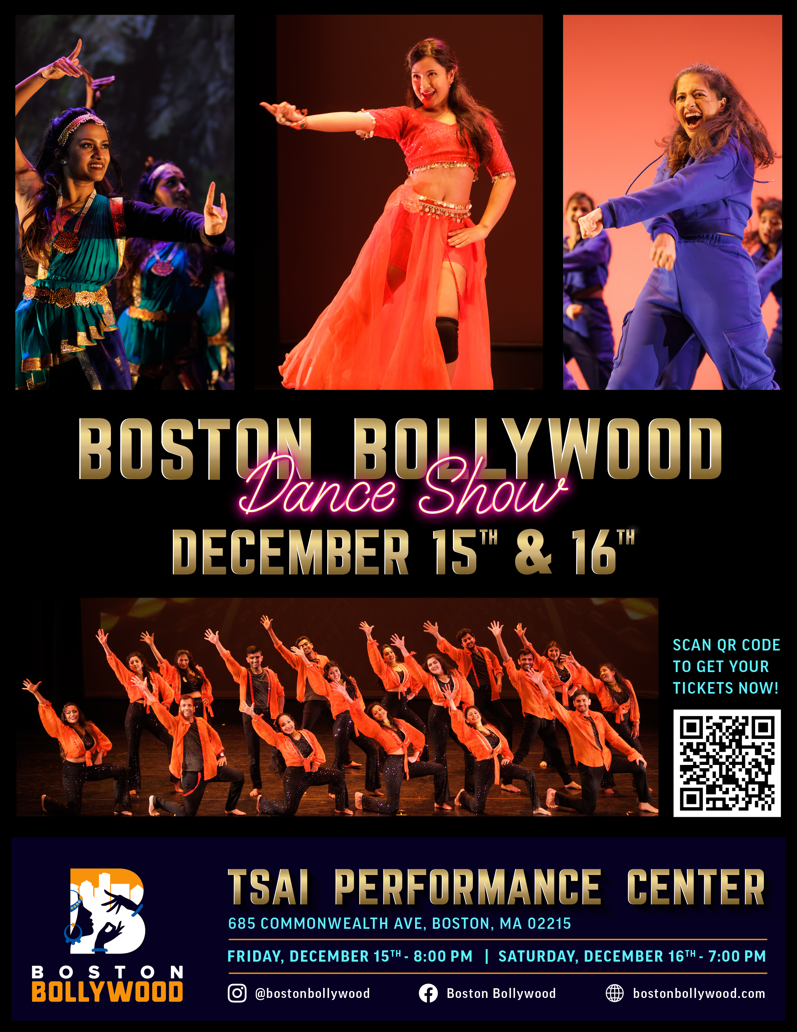 Boston Bollywood Dance Show poster with photos od Bollywood performances