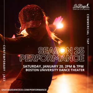Season 25 performance poster with photo of dancer on stage with a glittery cap.