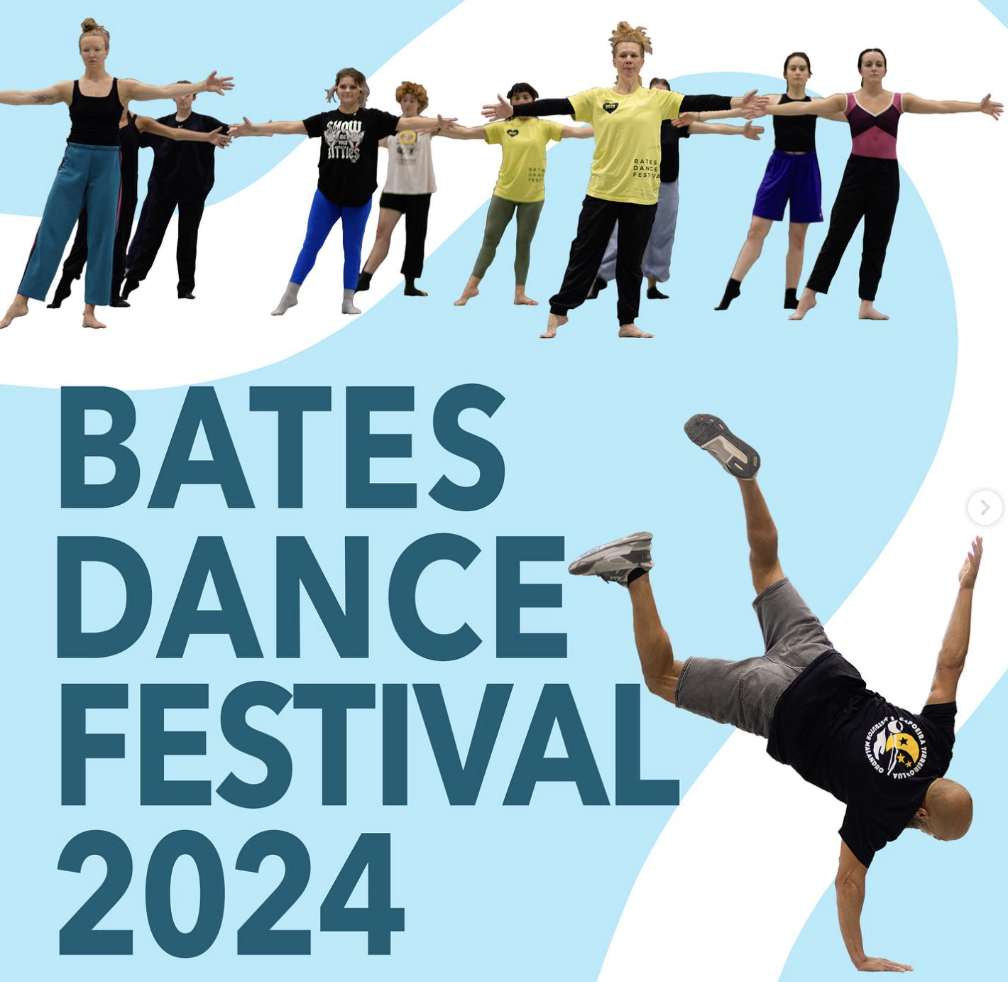 Bates Dance Festival poster with photo of dancers.