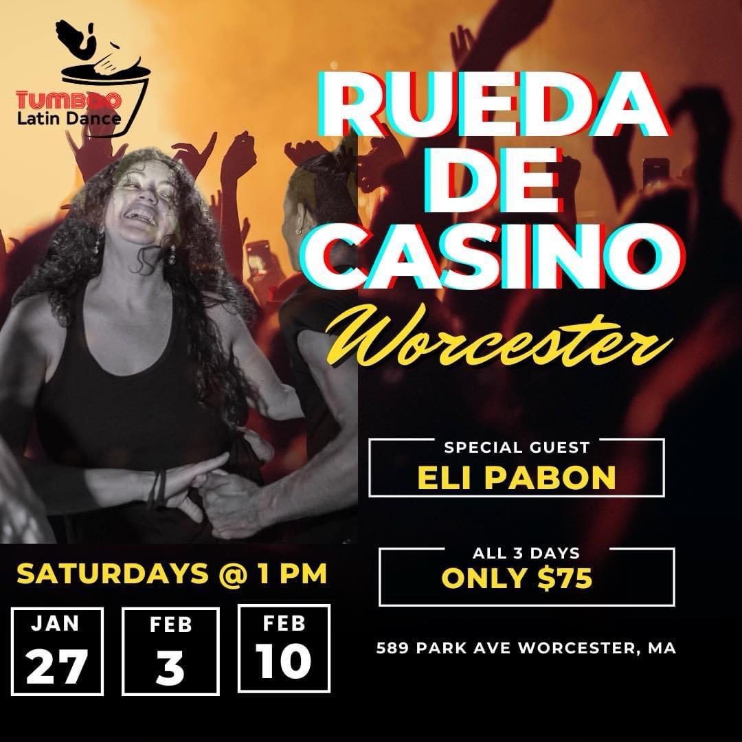 Event poster with information and photo of dancer smiling