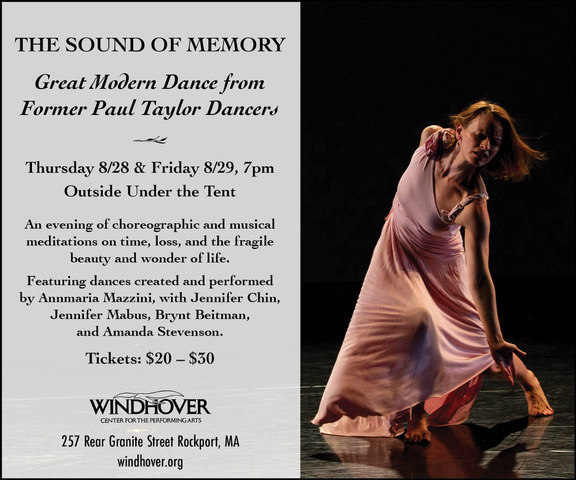 The Sound of Memory flyer with image of woman in sheer pink fabric extending an arm down her leg