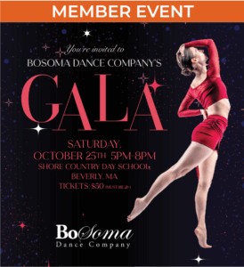 Image of a dancer in a red set facing profile, one leg extended to the back and arms wrapped around their body. Text contains description of the event details.