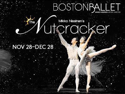 Two ballet dancers glide through a snowy scene, lifted in a graceful arabesque. Their movements are light and radiant, evoking the magic and wonder of The Nutcracker as they embody elegance and joy.